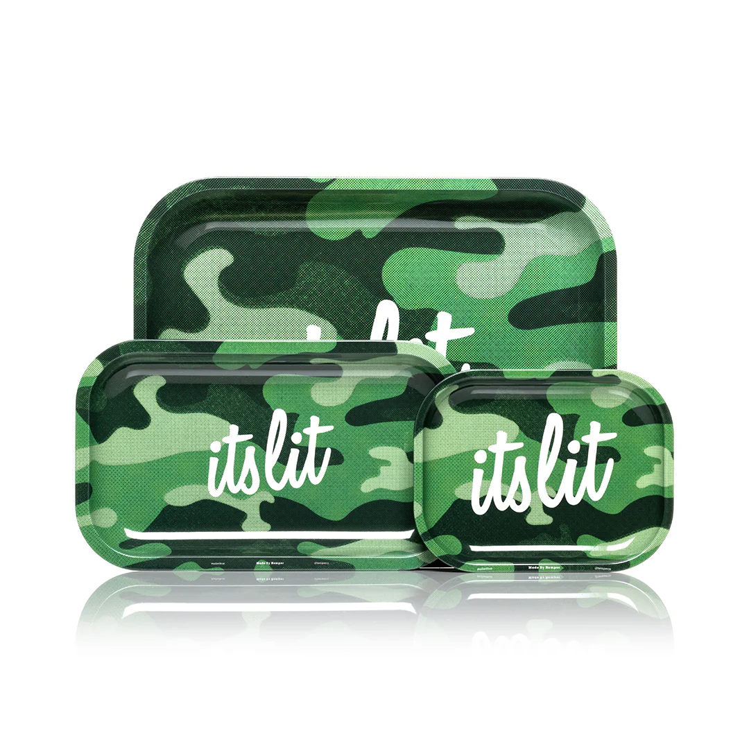 It's Lit Light Green Camo Rolling Tray