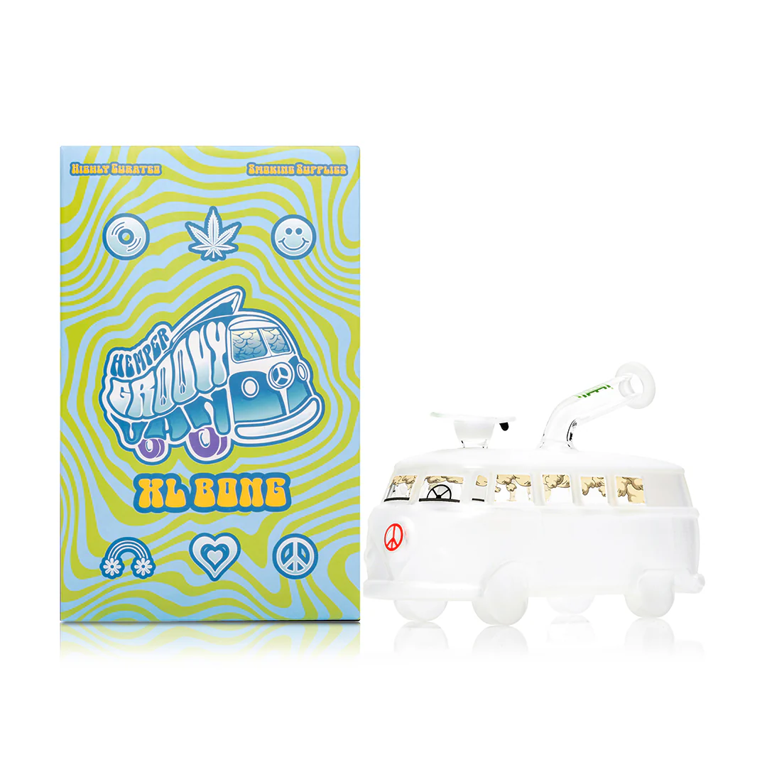 Groovy Van Bong XL with oversized retro van design, vibrant colors, durable glass, and smooth, cool hits for group or solo sessions.