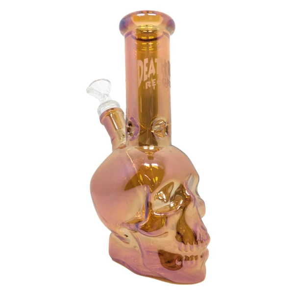 Death Row Records - 8" Assorted Metallic Skull Beaker Water Pipe - with 14M Bowl - Image 4