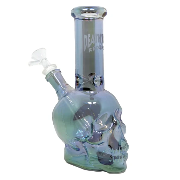 Death Row Records - 8" Assorted Metallic Skull Beaker Water Pipe - with 14M Bowl - Image 2