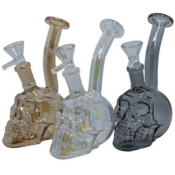 Death Row Records - 5.5" Assorted Metallic Skull Water Pipe - with 14M Bowl - Image 2