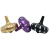 6 cm Death Row Records 3-part spintop herb grinder in mystery colors (black, purple, or gold) with spinning top design, built-in cone filler, and compact durable construction.