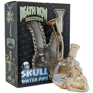 Death Row Records - 5.5" Metallic Skull Water Pipe - Gold
