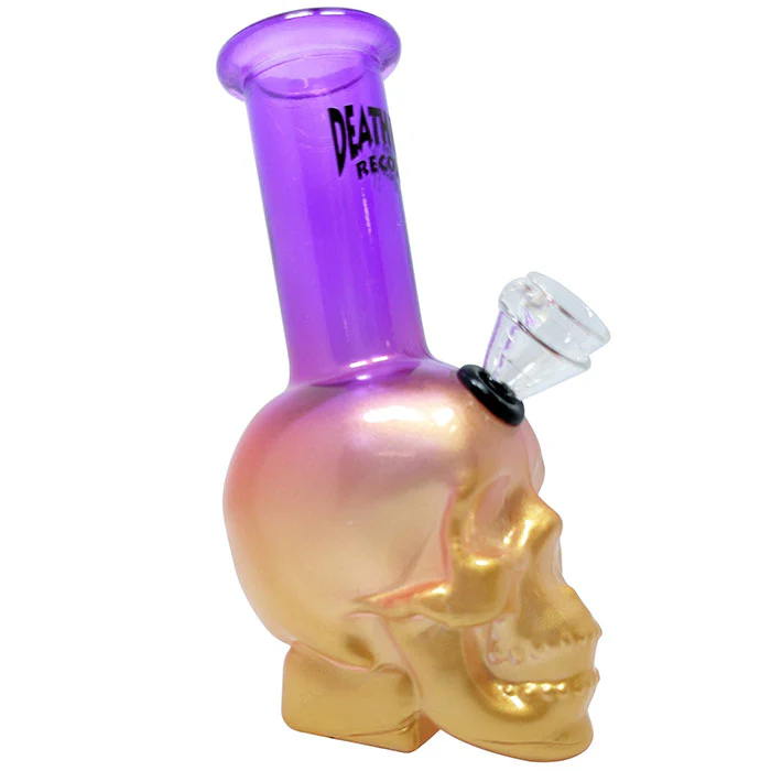 Death Row Records - Skull Bubbler Water Pipe - Purple/Gold - Image 2