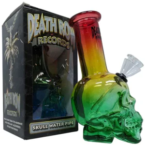 Death Row Records - Skull Bubbler Water Pipe - Rasta