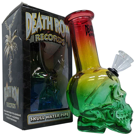 Death Row Records - Skull Bubbler Water Pipe - Rasta