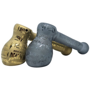12.7 cm golden electroplated glass bubbler with deep sandblasted texture, compact design, and durable high-quality glass for smooth smoking sessions.