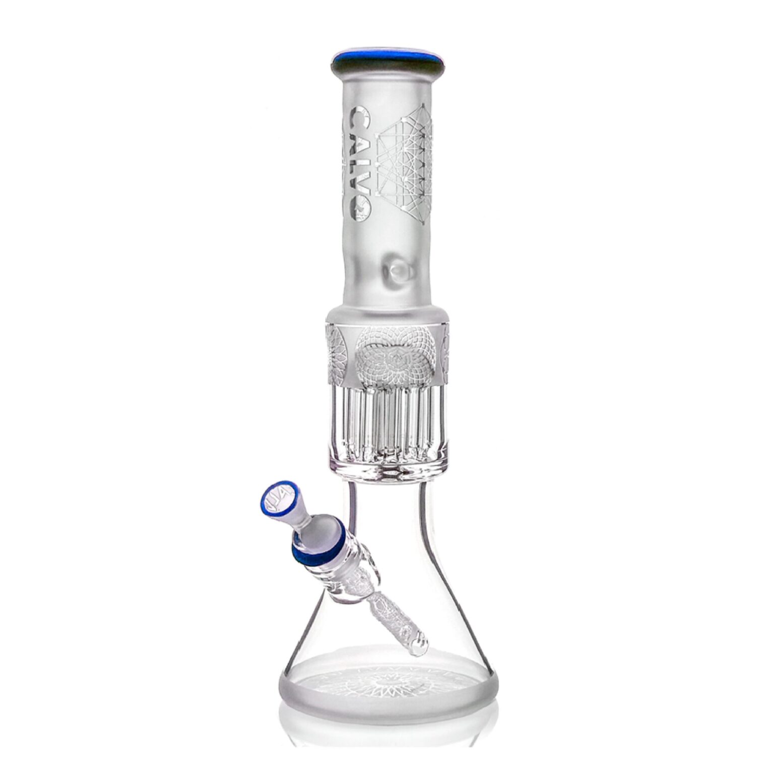 calvo sandblasted beaker bong 42cm blue glass